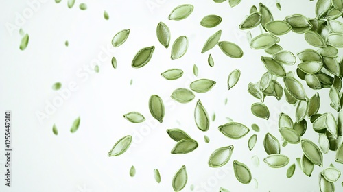 Wallpaper Mural Close-Up Top View Green Pumpkin Seeds White Background Torontodigital.ca