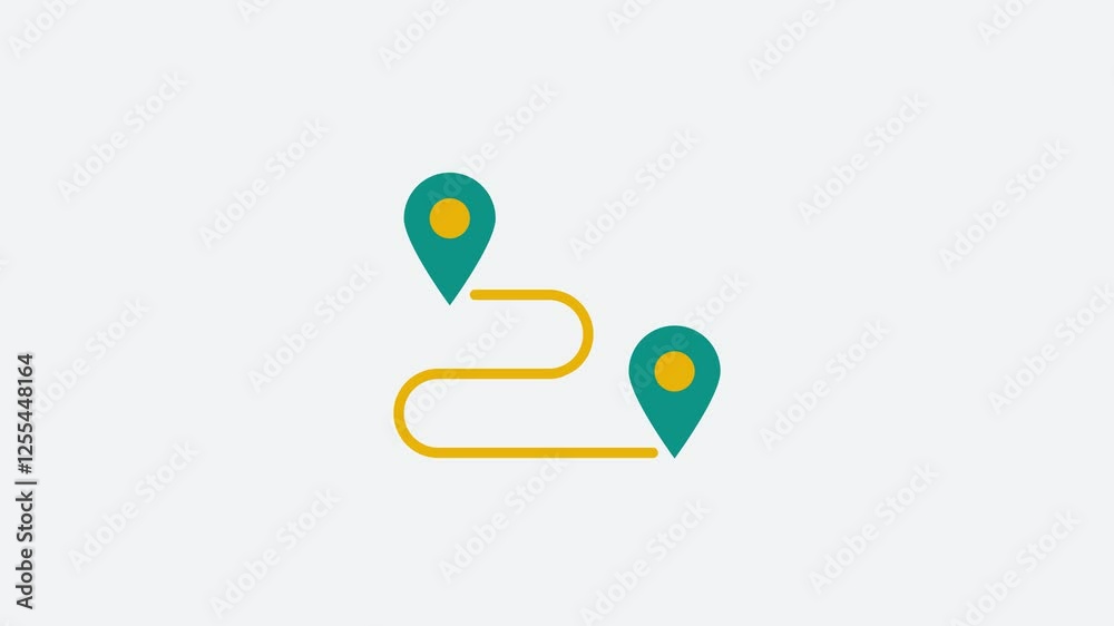 Route Map with Location Pins Animation – Navigation and Travel Concept Route Map with Location Pins Animation – Navigation and Travel Concept
