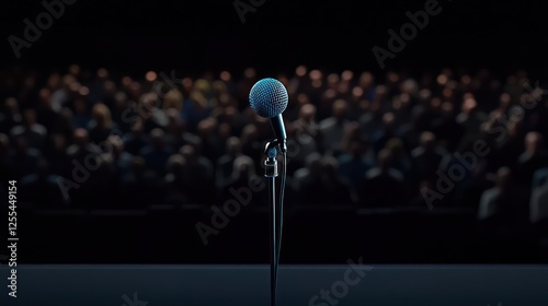 Microphone Centered Stage with Audience photo