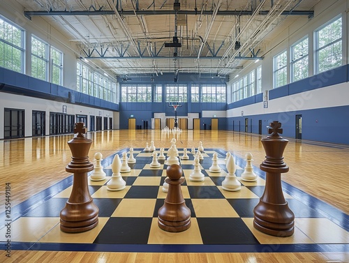 Giant Chess Game in Indoor Court photo