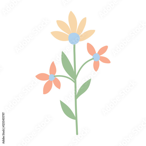 Cute flower,cartoon, isolated, vector illustration, graphic design, flat