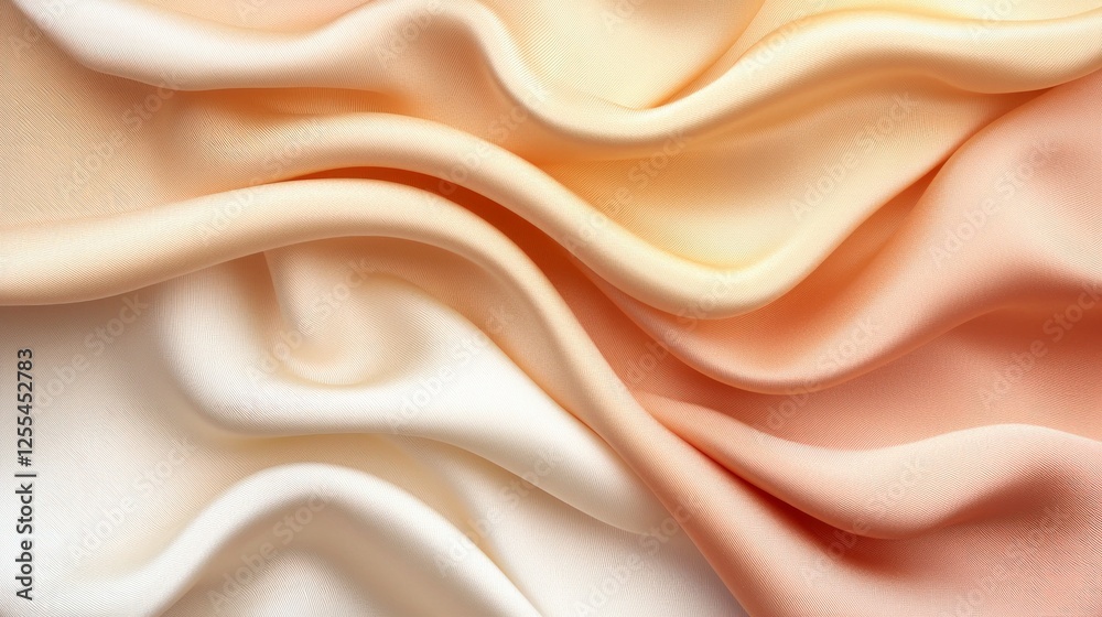 Fototapeta premium Elegant Draped Fabric in Peach Cream and White