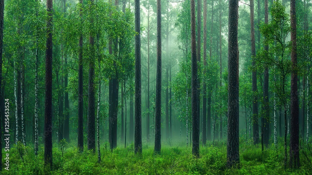 Obraz premium Misty Rain Forest Landscape