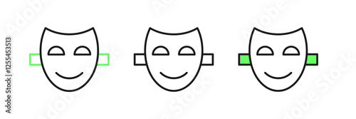 Set line Comedy theatrical mask icon isolated on white background. Vector