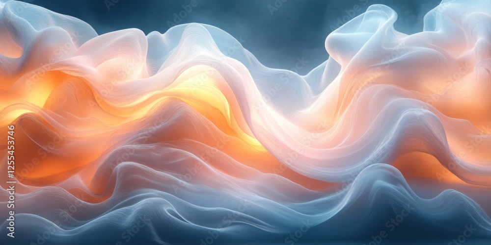 Obraz premium Abstract Waves of Light and Color: A Dreamlike Digital Art