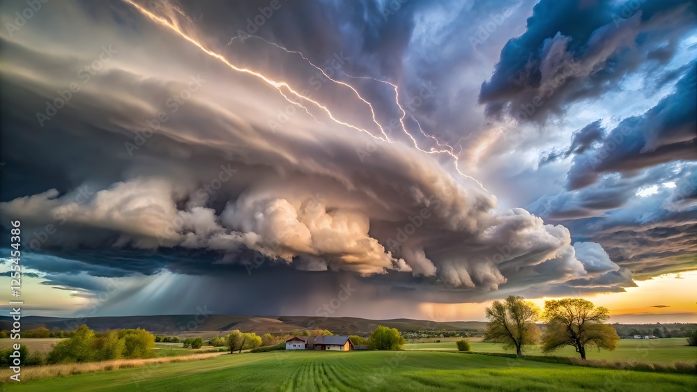 Dramatic Storm Clouds over Prairie Landscape Dramatic Storm Clouds over Prairie Landscape