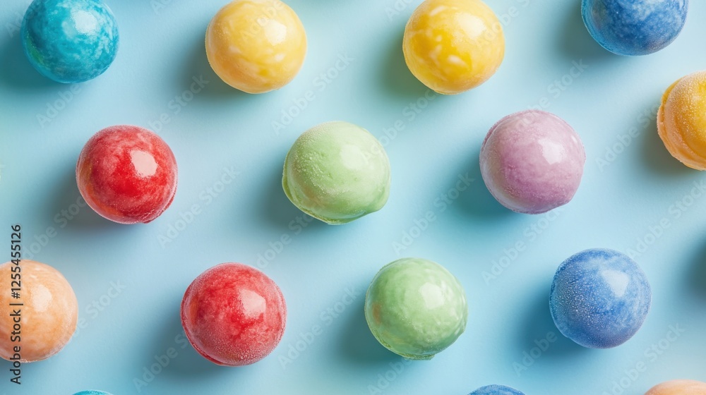Colorful gumballs pattern on blue background Colorful gumballs pattern on blue background