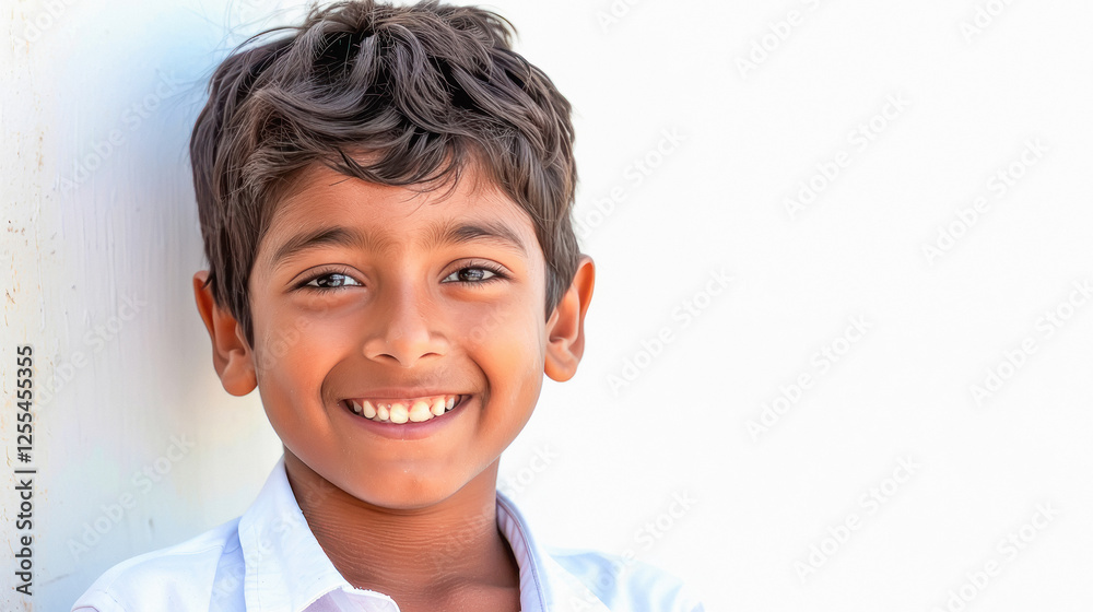 smiling indian little boy wearing white shirts, Outdoor white background smiling indian little boy wearing white shirts, Outdoor white background