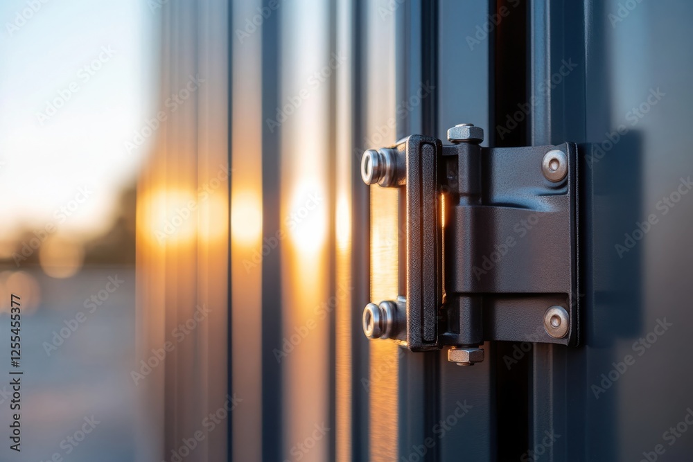 A beautifully lit close-up of a gleaming metal hinge, reflecting the warm colors of the sunset, showcasing the intersection of architecture and nature’s beauty. A beautifully lit close-up of a gleaming metal hinge, reflecting the warm colors of the sunset, showcasing the intersection of architecture and nature’s beauty.