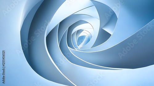 Abstract Blue Swirling Architectural Design