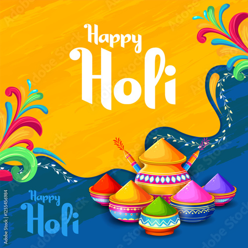 Happy Holi background card design for color festival of India
