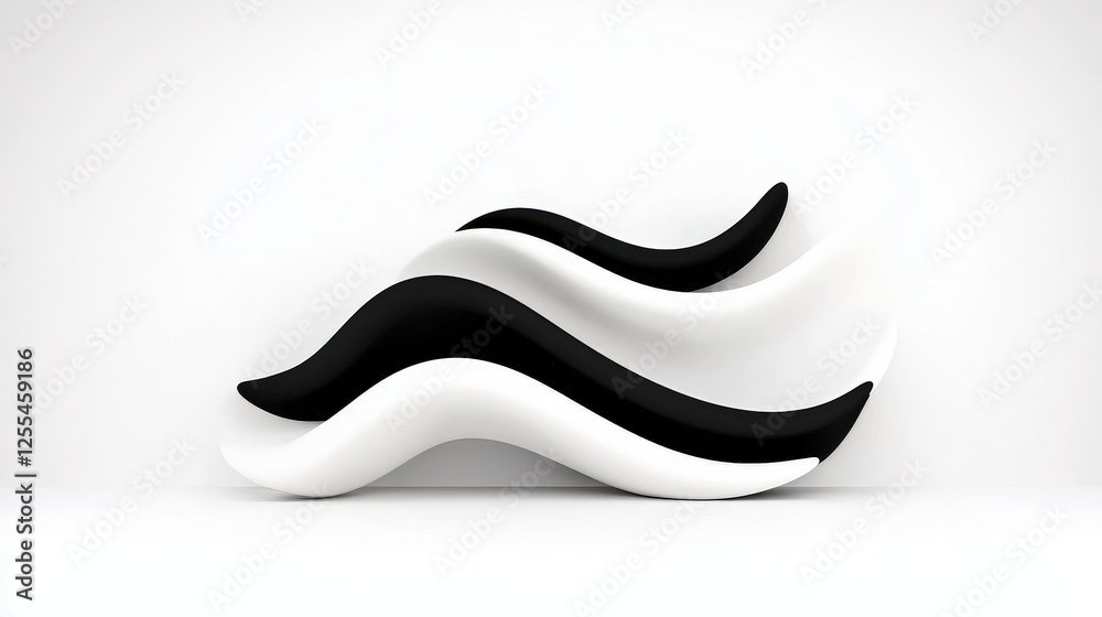 Fototapeta premium Abstract Waves of Black and White Design for Modern Artwork and Interior Decoration Ideas