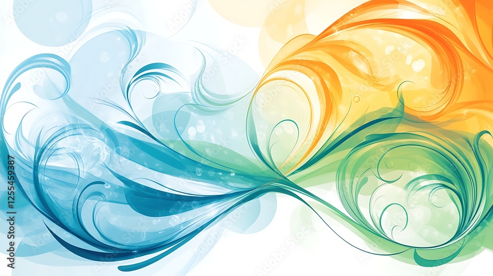 Abstract swirling design in teal orange and green hues Abstract swirling design in teal orange and green hues