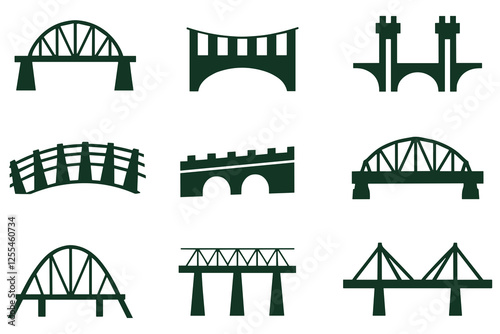 Bridge icon Set. Bridge vector. suspension bridge