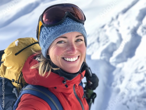 Ski touring expedition on remote mountains with eco-friendly gear and safety equipment