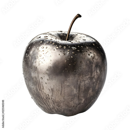 Artificial Iron/Metal Apple in transparent background