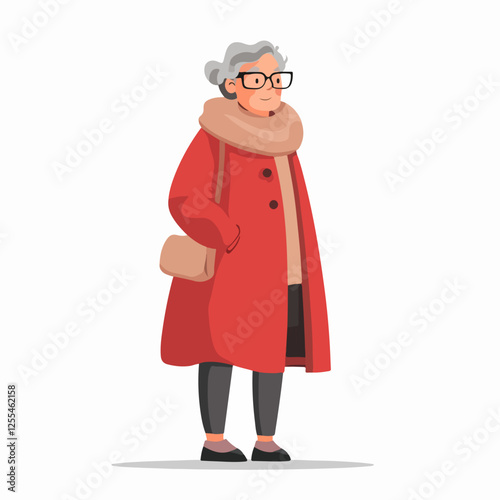 Illustration of an elderly woman. Pensioner woman. Grandmother.