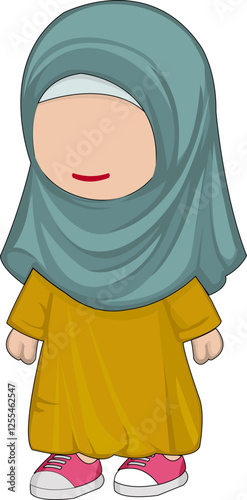 vector illustration of moslem  girl wearing hijab