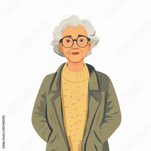 Illustration of an elderly woman. Pensioner woman. Grandmother.