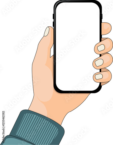 mockup of handphone on hand