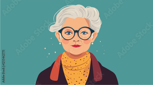 Illustration of an elderly woman. Pensioner woman. Grandmother.