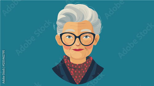 Illustration of an elderly woman. Pensioner woman. Grandmother.