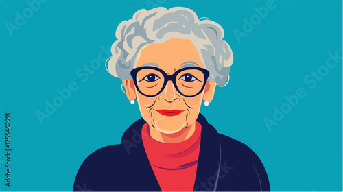 Illustration of an elderly woman. Pensioner woman. Grandmother.