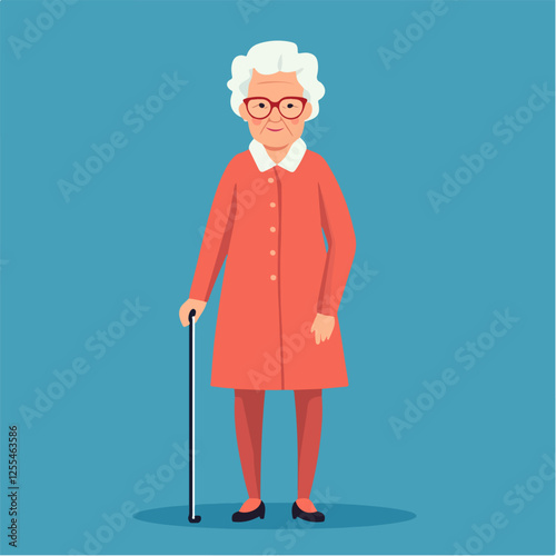 Illustration of an elderly woman. Pensioner woman. Grandmother.