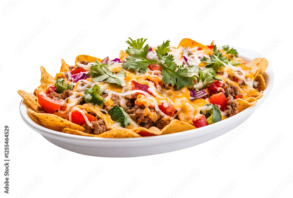 Delicious Nachos with Ground Meat and Sour Cream Topping.