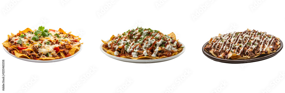 Delicious Nachos with Ground Meat and Sour Cream Topping. Delicious Nachos with Ground Meat and Sour Cream Topping.