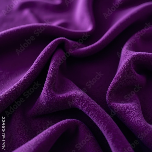 Velvety purple fabric glows in deep, rich hues; its plush, silky texture beckons touch, creating an inviting allure photo