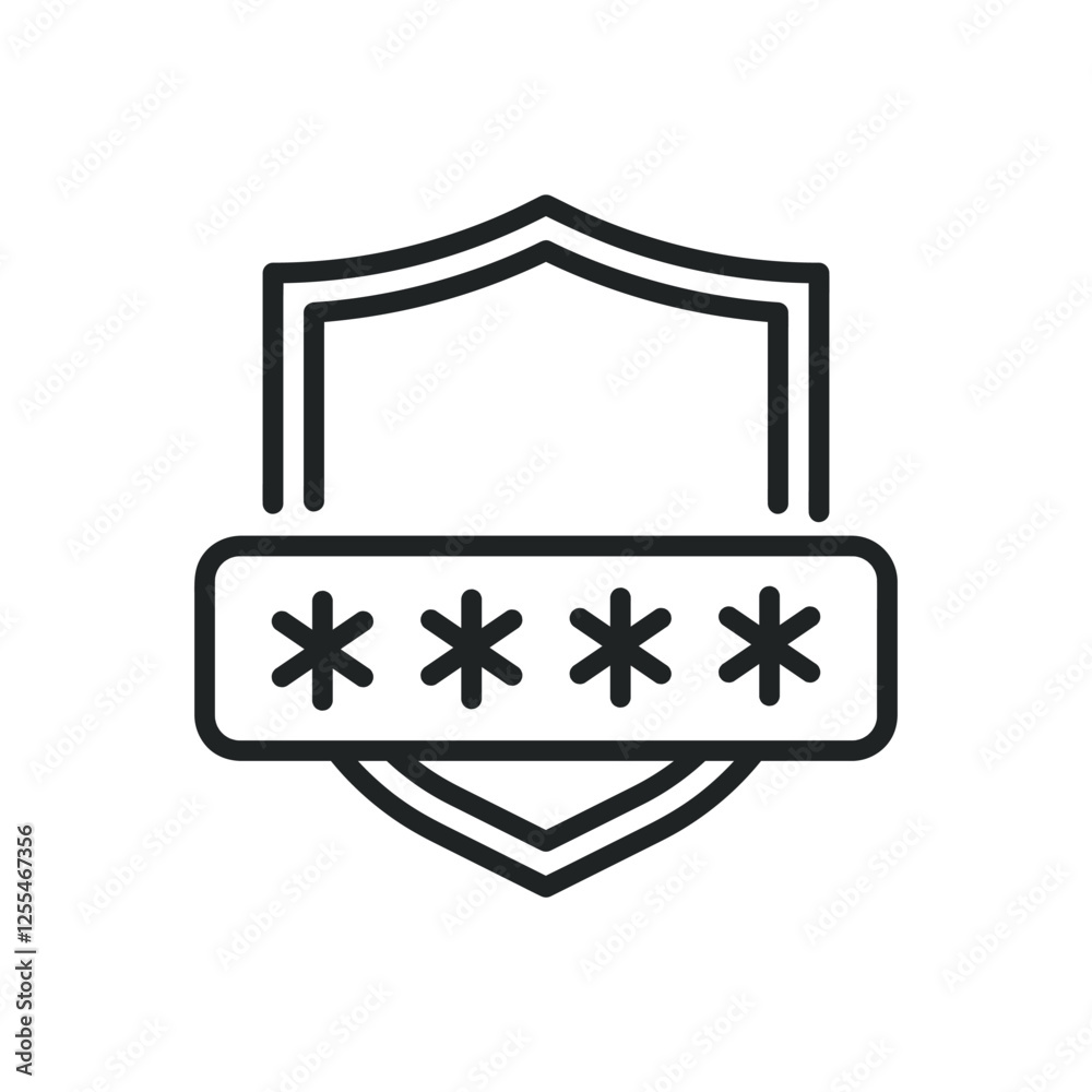 Password protection thin line icons. Editable stroke and Perfect pixel on transparent background Password protection thin line icons. Editable stroke and Perfect pixel on transparent background