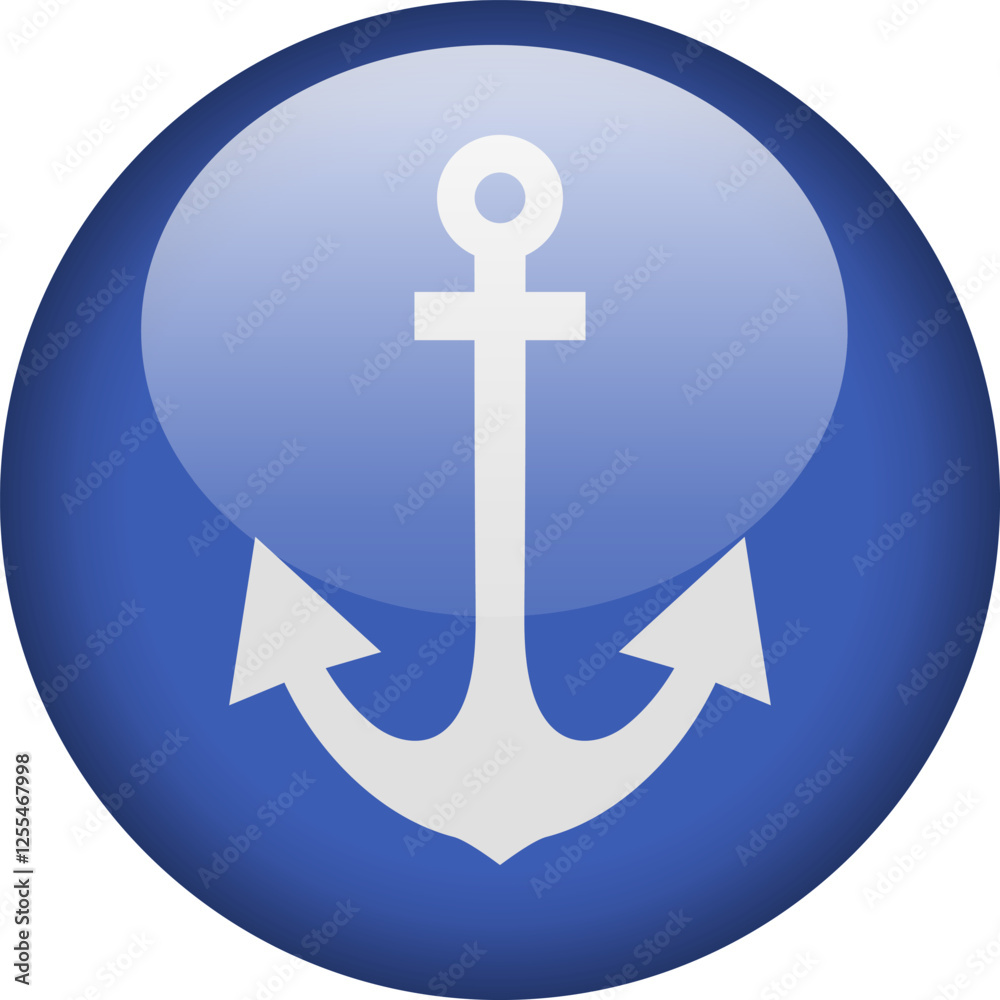 Anchor button icon, emblem of sea and river fleet. Anchor button icon, emblem of sea and river fleet.