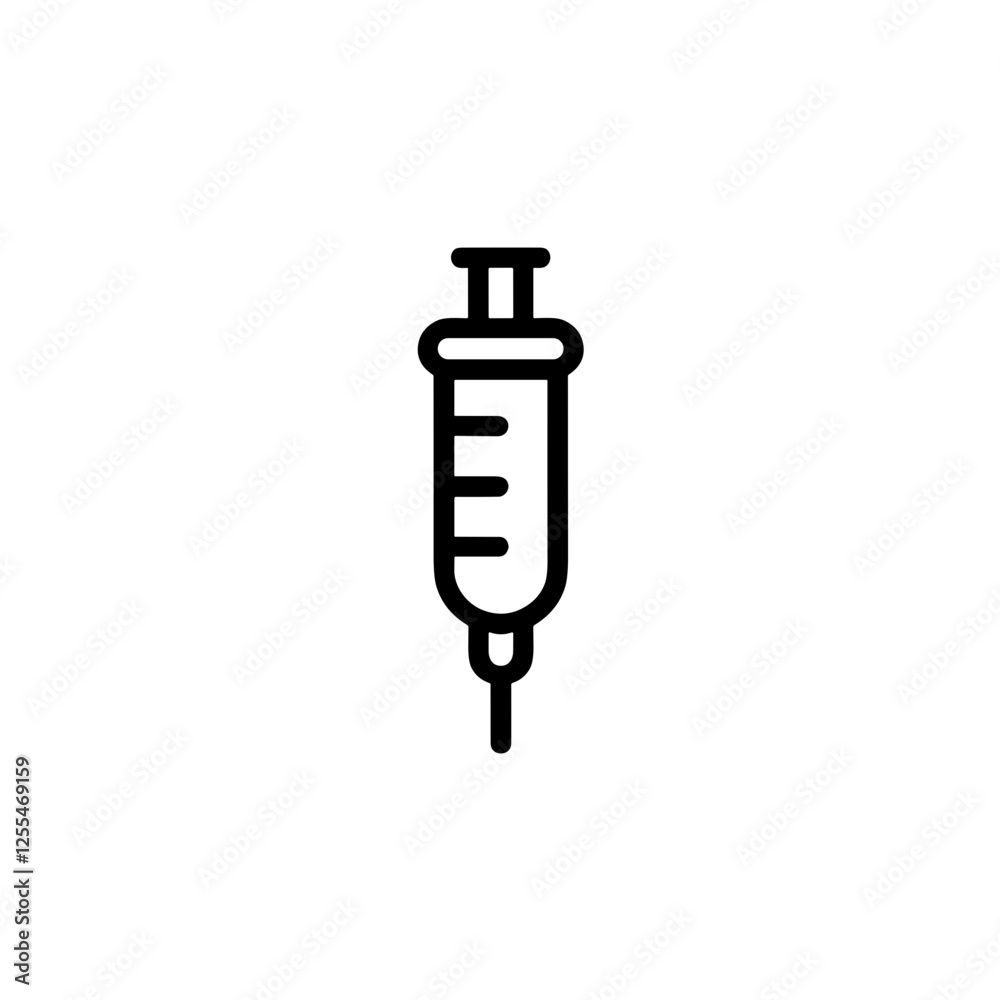 icon medical sign, Medical syringe icon in minimalistic style, black and white color on clean background icon medical sign, Medical syringe icon in minimalistic style, black and white color on clean background