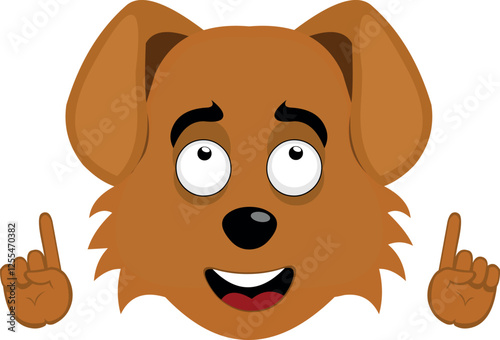 vector illustration emoji character face dog cartoon, observing and with hands pointing up