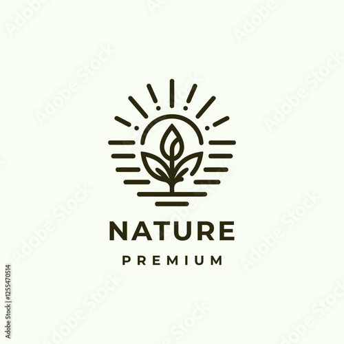 A logo combining the sun and a leaf, symbolizing nature, energy, and growth.