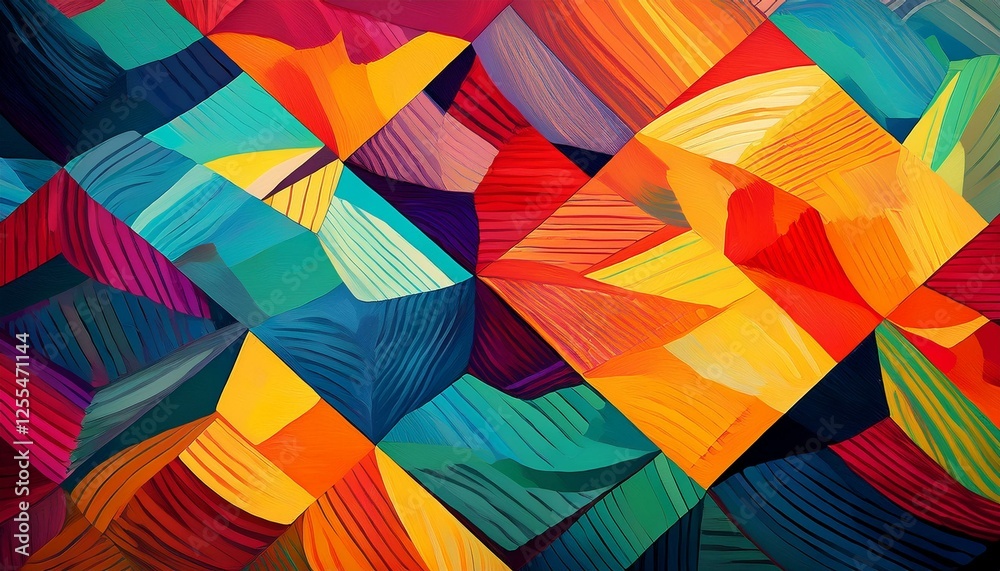 Fototapeta premium brightly colored geometric shapes in various hues form a striking pattern against a textured backdrop showcasing creativity and design