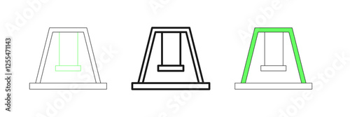 Set line Swing for kids summer games on playground icon isolated on white background. Outdoor entertainment equipment. Vector