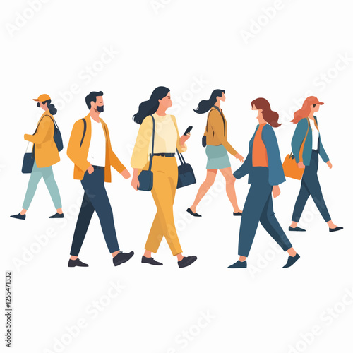 people walking,3d vector illustration	
