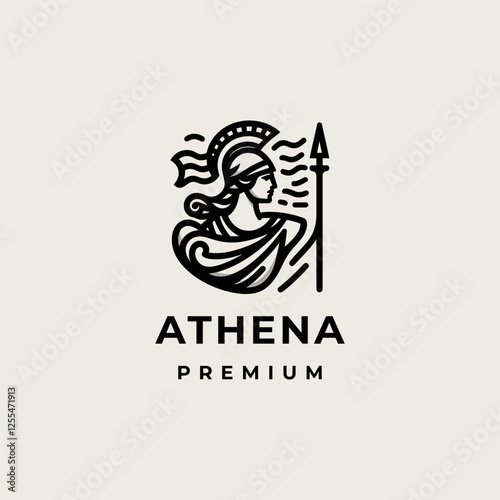 A logo inspired by Athena, symbolizing wisdom, strength, and timeless elegance and grace.