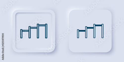 Filled and outline Sport horizontal bar icon isolated on grey background. Square button. Vector