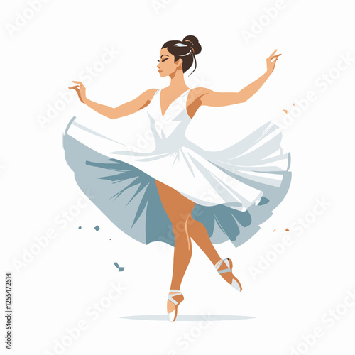 Dancing woman, woman doing ballet, woman playing modern dance, vector illustration.	
