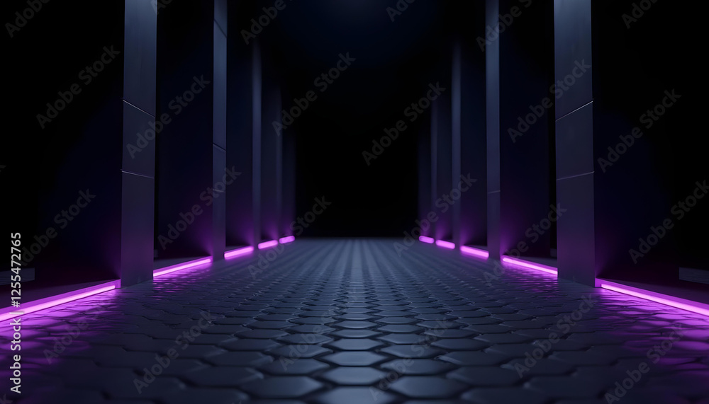 Empty Dark Room Modern Futuristic Sci Fi Background Empty Dark Room Modern Futuristic Sci Fi Background