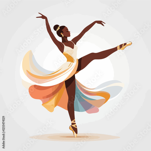 Dancing woman, woman doing ballet, woman playing modern dance, vector illustration.	
