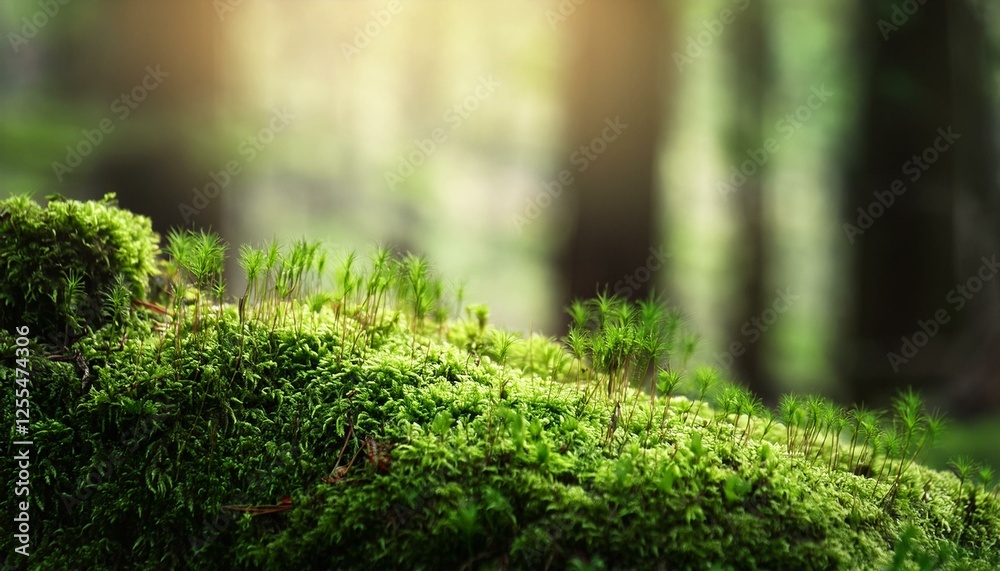 closeup on moss in forest closeup on moss in forest