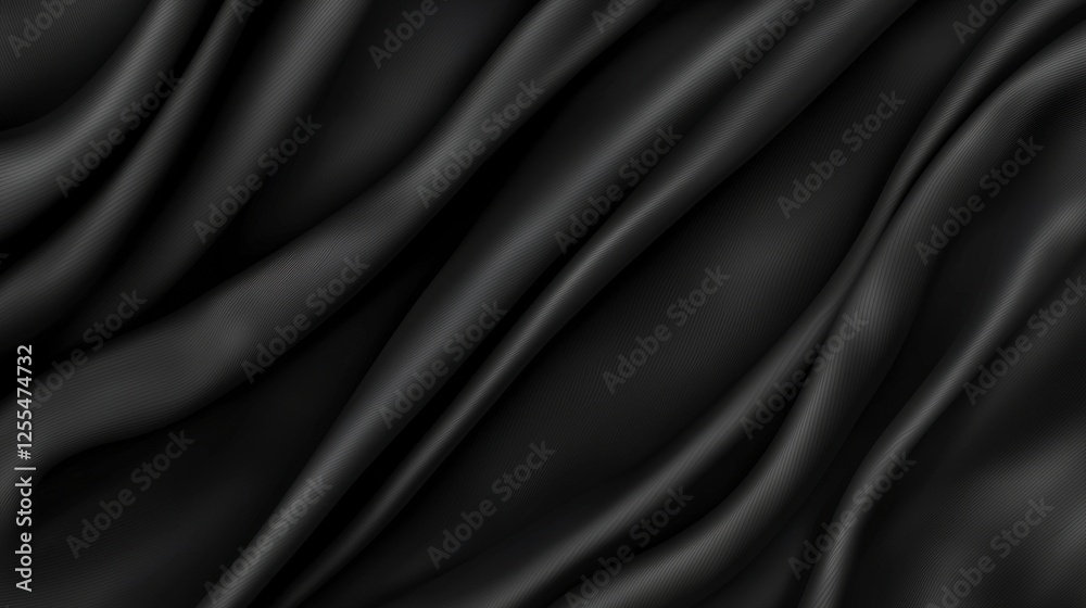 Elegant Black Fabric with Smooth Drapes and Subtle Textures Elegant Black Fabric with Smooth Drapes and Subtle Textures