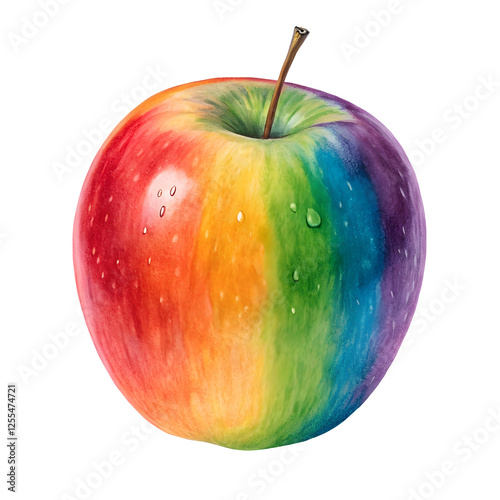 Rainbow Apple in transparent background