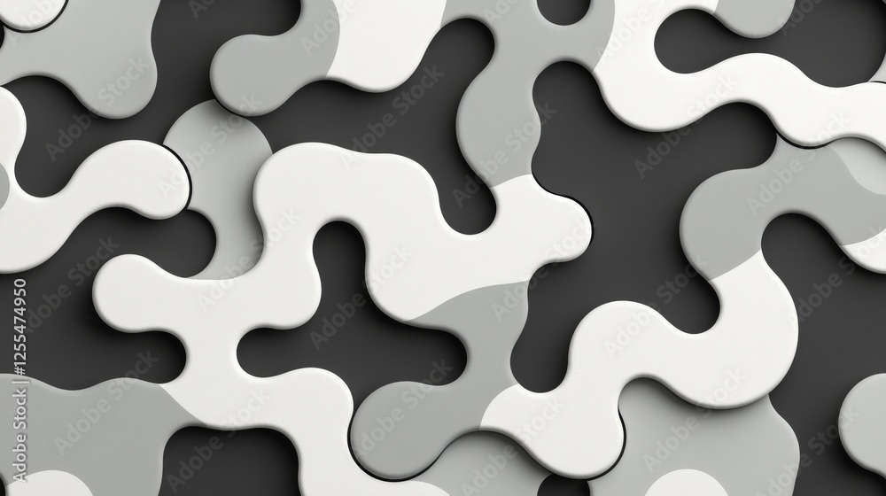 Abstract Gray and White Fluid Shapes on Dark Background Pattern Abstract Gray and White Fluid Shapes on Dark Background Pattern