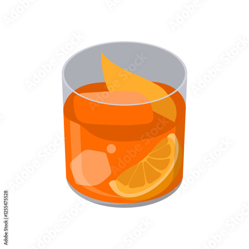 Negroni, Cocktails Vector illustration, Isolated