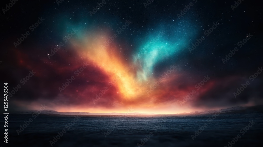 The dynamic aurora stretches across the sky, casting its vibrant colors over a dark terrain, creating a dreamlike atmosphere filled with beauty and tranquility. The dynamic aurora stretches across the sky, casting its vibrant colors over a dark terrain, creating a dreamlike atmosphere filled with beauty and tranquility.